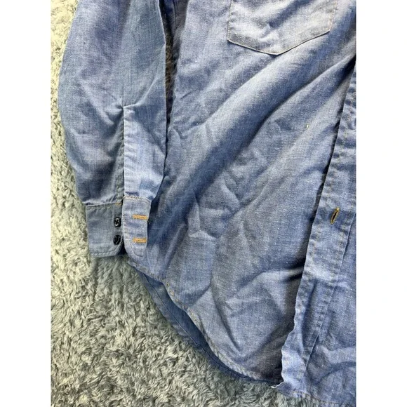 Vtg 70s Levi's Orange Tab Embroidered Chambray Shirt - Front & Back Floral Sun - Picture 7 of 12